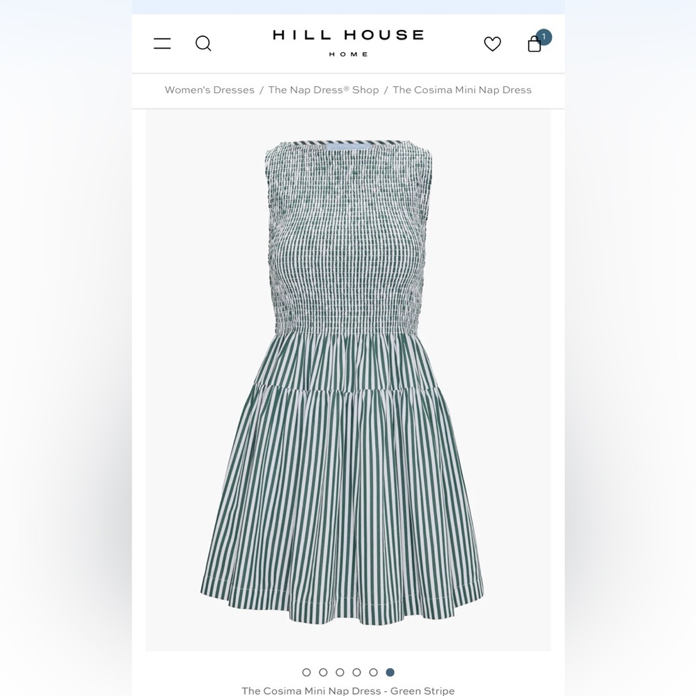ISO Hill House Cosima Green and White Striped Dress